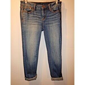 JCP Womens Skinny Ankle Jeans Size 29/8 Medium Wash Stretch Denim Cuffed Crop